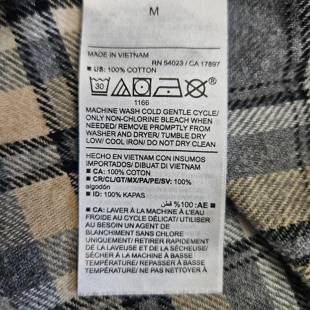 Old Navy Grey Plaid Boyfriend Shirt Flannel Tunic Button Down Women's M